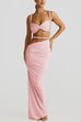 Rebadress Crop Cami Top and Cut Out Ruched Maxi Skirt Set