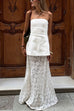 Rebadress Elastic WaistBand Lace Hollow Out Maxi Skirt