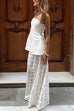 Rebadress Elastic WaistBand Lace Hollow Out Maxi Skirt