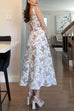 Rebadress Bow Shoulder Back Lace-up Floral Print Midi Cami Dress