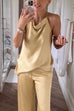 Rebadress Halter Sleeveless Open Back Satin Top