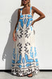 Rebadress Square Neck Tie Knot Backless Printed Maxi Cami Dress