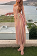 V Neck Long Sleeves Striped Knit Top with Belt