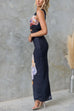 Rebadress One Shoulder Cut Out Lace Splice Floral Maxi Bodycon Dress