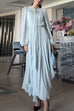 Tie Neck Lantern Long Sleeves Irregular Hem Maxi Dress
