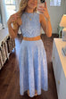 Rebadress Lace Hollow Out Sleeveless Crop Top High Waist Maxi Skirt Set