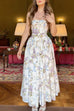 Rebadress Spaghetti Strap Floral Print Bustier A-line Maxi Dress
