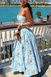 Rebadress Spaghetti Strap Waisted Floral Print A-line Maxi Dress