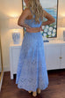 Rebadress Lace Hollow Out Sleeveless Crop Top High Waist Maxi Skirt Set