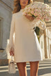 Rebadress Mockneck Feather Trim Long Sleeves Mini Dress