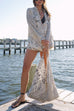Rebadress Collared V Neck Shirt and Side Slit Shorts Vitamin Sea Print Set