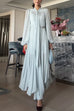 Tie Neck Lantern Long Sleeves Irregular Hem Maxi Dress