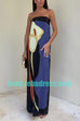 Strapless Color Block Printed Maxi Party Dress (4 Colors Available!)
