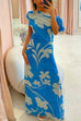One Shoulder Tie Knot Printed Maxi Dress
