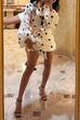 Rebadress Polka Dot Balloon Long Sleeves Shirt and Tie Waist Wrap Mini Skirt Set