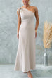 Rebadress Sleeveless Tie Knot One Shoulder Striped Maxi Dress