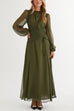 Long Sleeves Ruched Drawstring Waist Maxi Dress