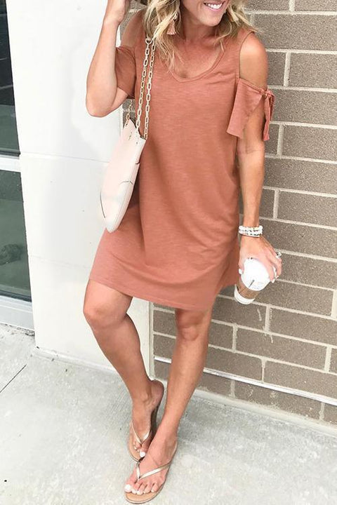 Rebadress V Neck Dew Shoulder Mini Dress