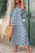Rebadress Puff Sleeve Geometry Printed Swing Dress