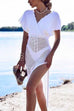 Rebadress Wrap V Neck Tie Waist Side Split Cover Up Dress