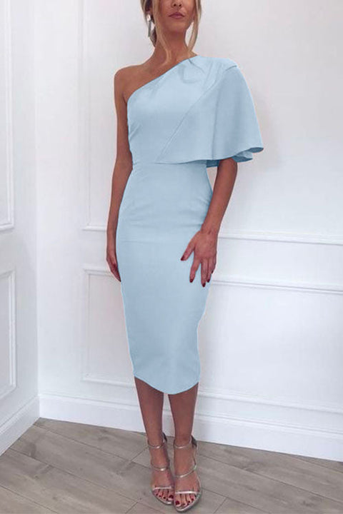 Rebadress One Shoulder Short Sleeve Waisted Bodycon Dress