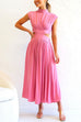 Rebadress Mockneck Cut Out Waist Pockets Swing Dress
