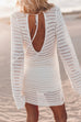 Rebadress Backless Hollow Out Knitting Cover Up Dress