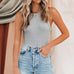 Rebadress Solid Ribbed Knit Slim Fit Tank Top
