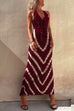 Rebadress Halter V Neck Ruffle Drape Front Printed Maxi Dress