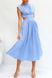 Rebadress Mockneck Cut Out Waist Pockets Swing Dress