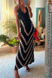 Rebadress Halter V Neck Ruffle Drape Front Printed Maxi Dress